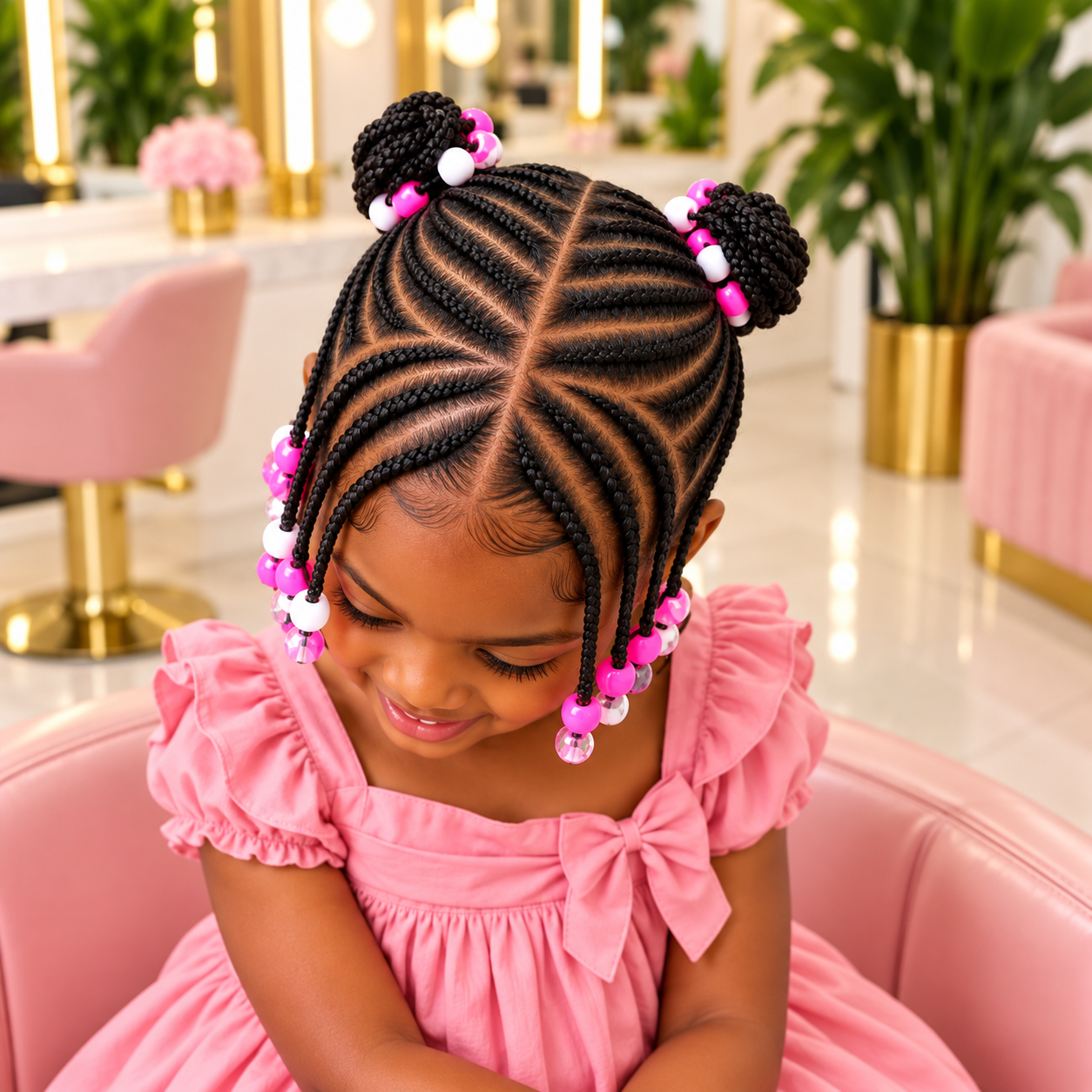 Beaded braided hairstyle